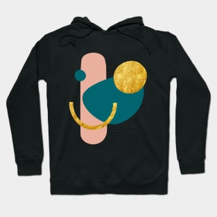 Minimalist forms with gold and blue colors peachy colors, navy Hoodie